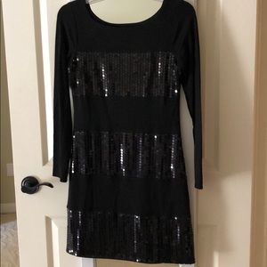 Bailey 44 sequined long sleeve black dress